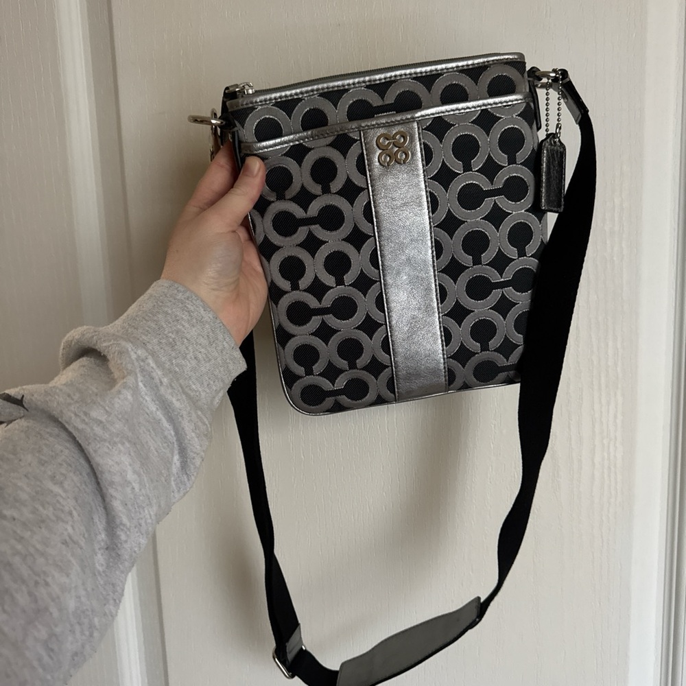 Coach Black and Silver Crossbody Bag